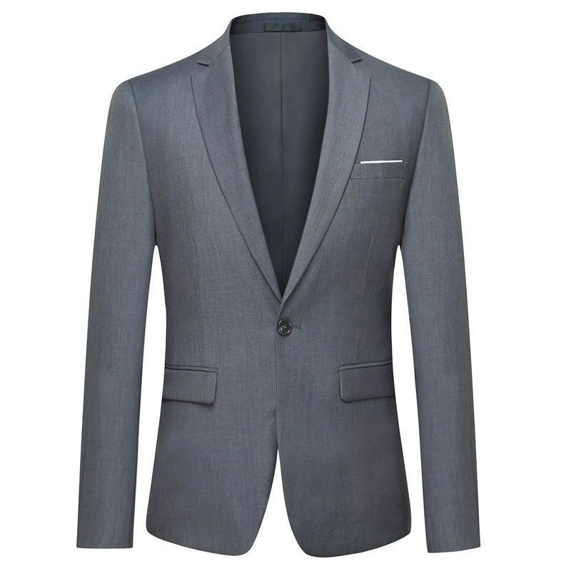YFFUSHI Men's 3 Piece Suit Sets Slim Fit One Button Blazer with Vest & Pants, Professional Business Wedding Suits Dark Grey - Image 3